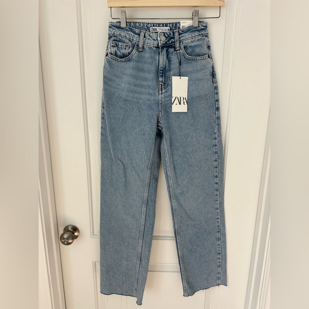 Zara Blue Straight Leg Jeans Premium Denim